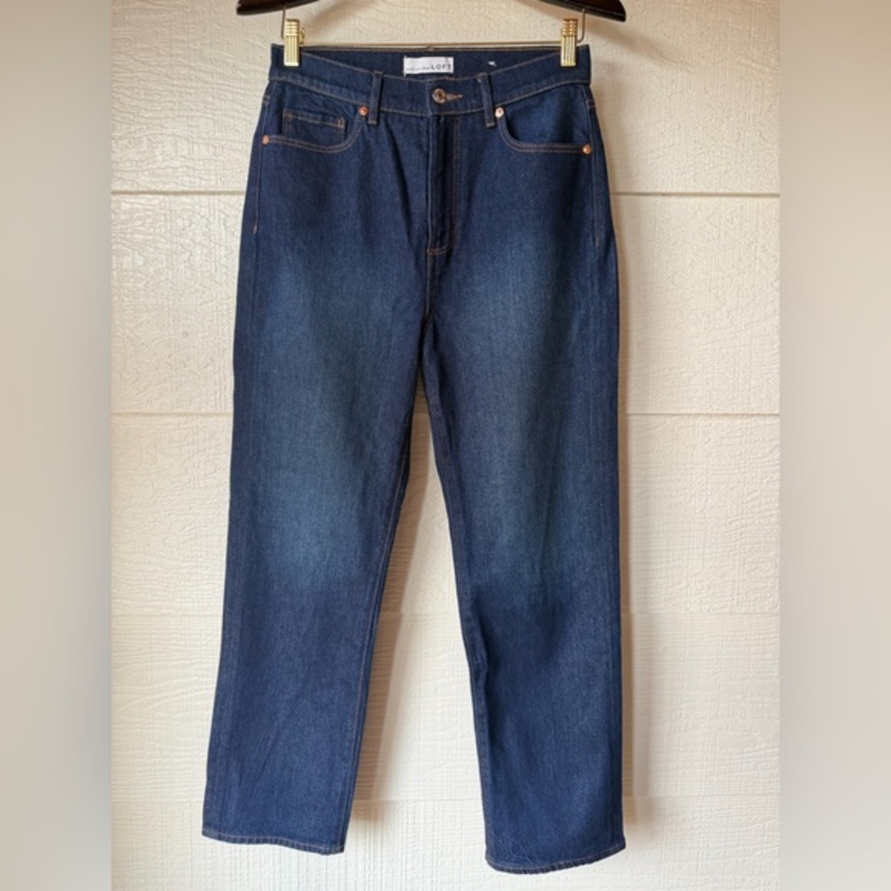 LOFT Straight Leg Jeans Size 26 Dark Wash High Rise 28” Inseam NWT
